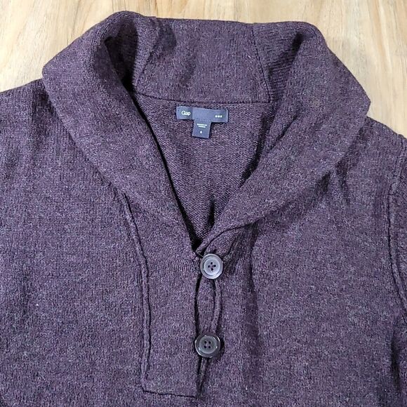 💚Gap Plum Lamb's Wool Blend Buttoned Neck Sweater Small - Picture 3 of 10